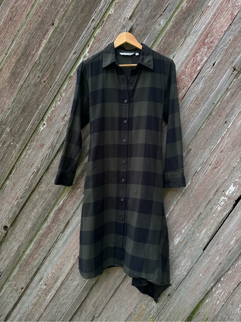 J.W. Anderson x UNIQLO 100% Cotton Plaid Shirt Dress L Asymmetrical Hem